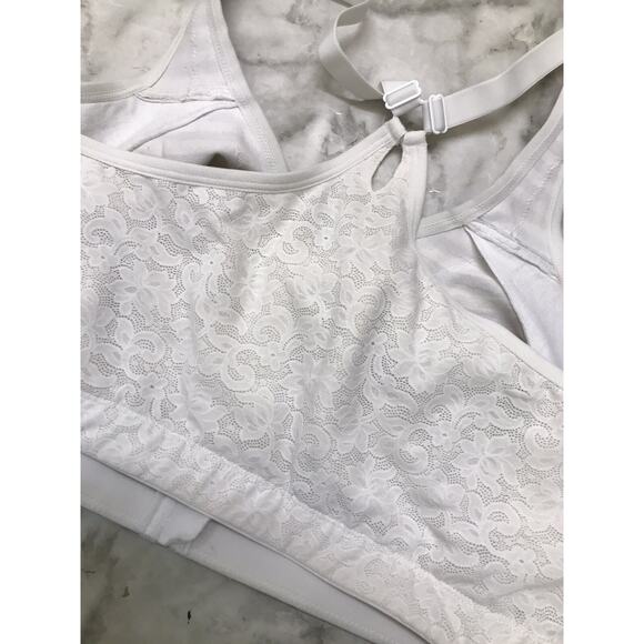 CACIQUE Racerback Unlined Full Coverage No-Wire White Striped Bra Sz 44H Comfort - Picture 6 of 7